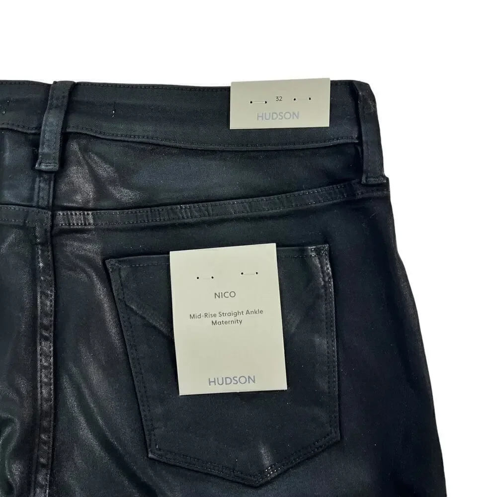 New Women’s Hudson Jeans Maternity Nico Straight Ankle Jeans Size 32